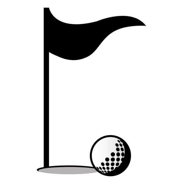 Bola de golfe e bandeira — Vetor de Stock