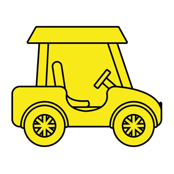 Sarı golf arabası yan görünüm — Stok Vektör