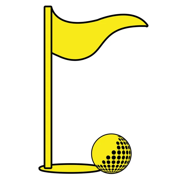Golfbal en vlag — Stockvector