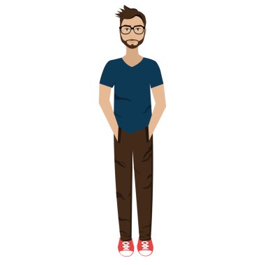 hipster avatar adam renkli giysileri, vektör grafiği ile