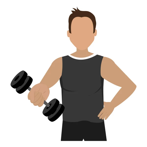 Cartoon avatar man with dumbbells,vector graphic — Stock Vector