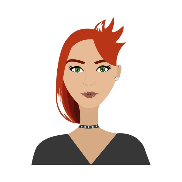 Desenho animado avatar mulher vista frontal, ilustração vetorial — Vetor de Stock