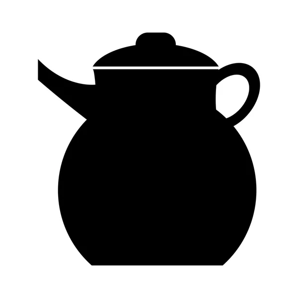 Черный чайник вид спереди, векторная графика — стоковый вектор