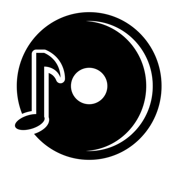 Disco dj negro con nota musical, gráfico vectorial — Vector de stock
