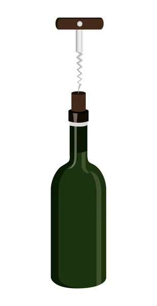 Botella verde de vino, gráfico vectorial — Vector de stock