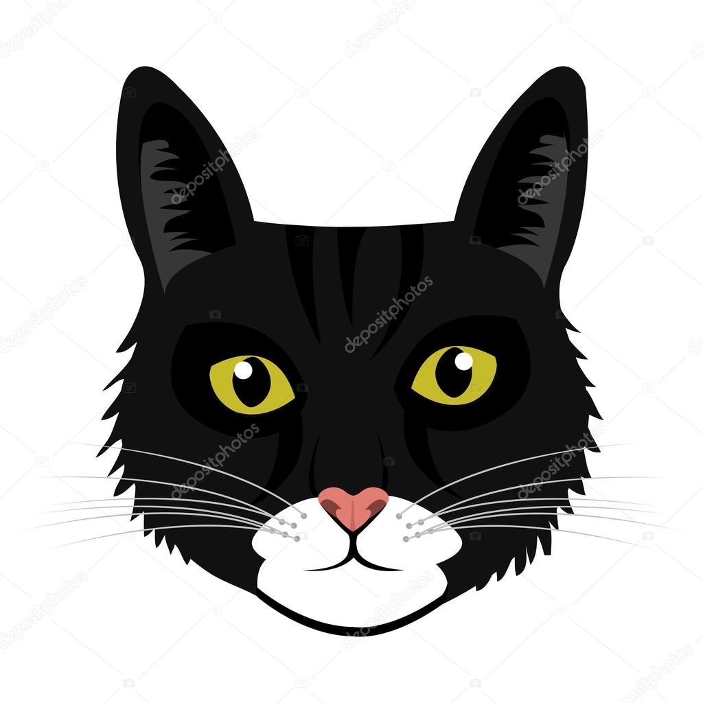Renkli kedi Önden Görünüm, vektör grafiği Vektörel çizim ©yupiramos