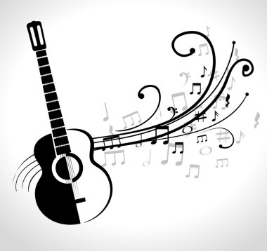 akustik gitar izole simgesi