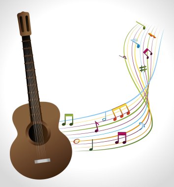 akustik gitar izole simgesi