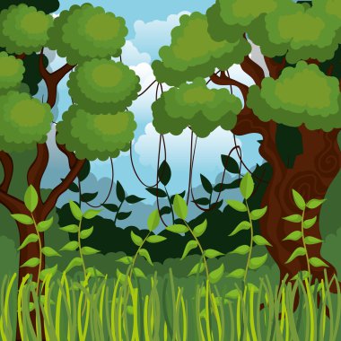 Orman manzara arka plan simgesi tasarım izole