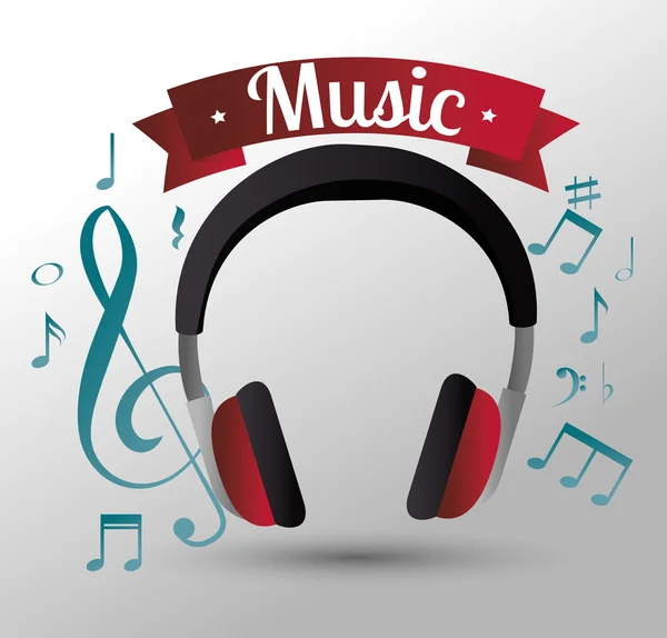 Music headphones isolated icon design — Stock Vector