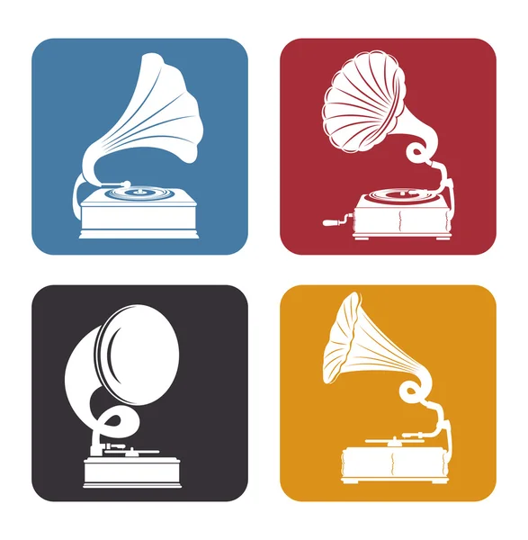 Gramophones ensemble icône isolée design — Image vectorielle