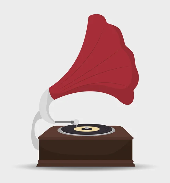 Ancien gramophone icône isolée design — Image vectorielle