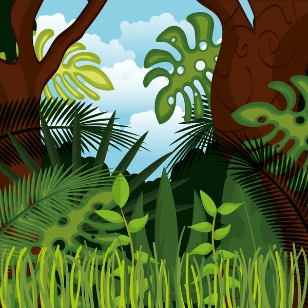 Paisagem selva fundo isolado ícone design — Vetor de Stock