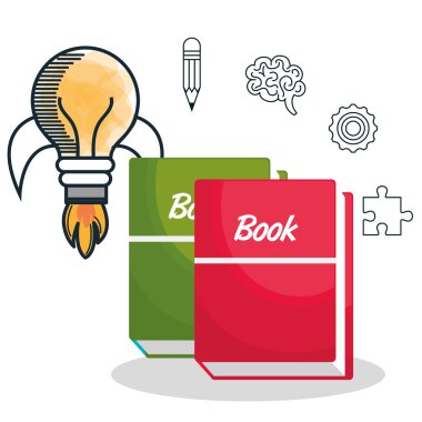 ders kitapları ve eğitim yararlı izole simgesi tasarım