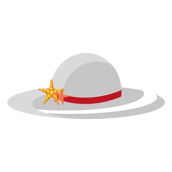 Kolorowy kapelusz plażowy i rozgwiazda, grafika wektorowa — Wektor stockowy