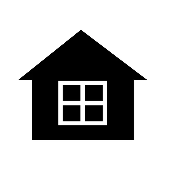 Casa negra con ventanas blancas, gráfico vectorial — Vector de stock