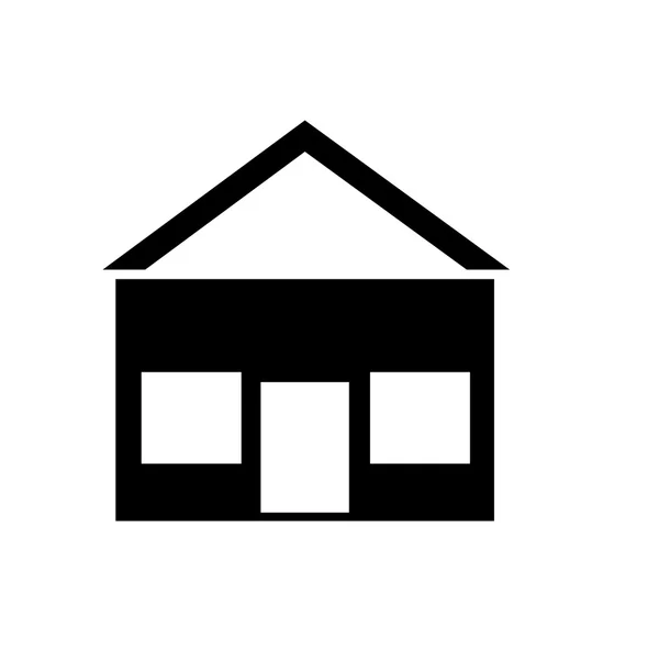 Casa preta com janelas, gráfico vetorial — Vetor de Stock