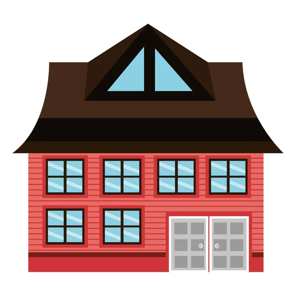 カラフルな家の正面図、ベクトルグラフィック — ストックベクタ
