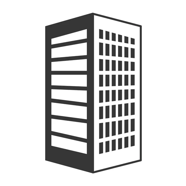Edifício alto preto com janelas brancas, gráfico vetorial —  Vetores de Stock
