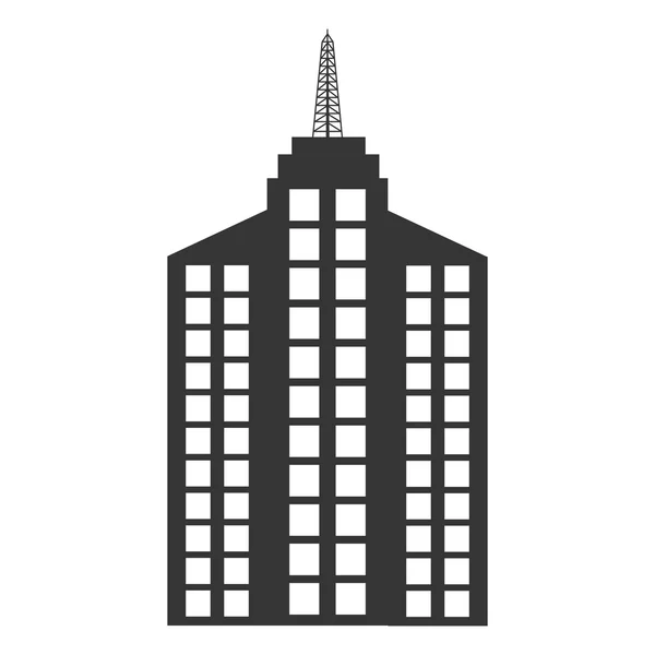 Черное высокое здание с белыми окнами, векторная графика — стоковый вектор