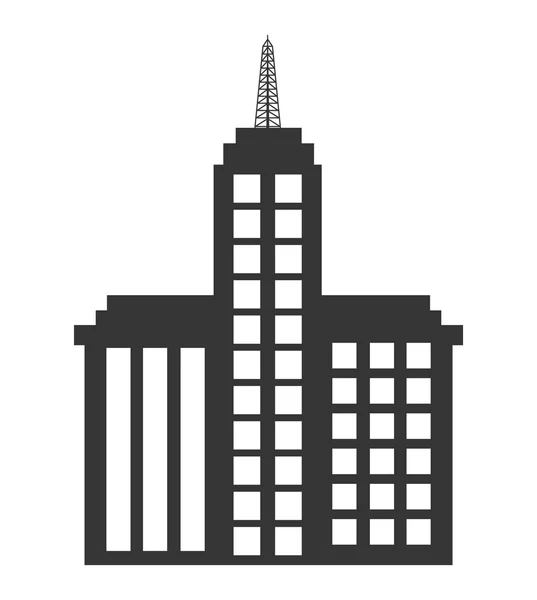 Edificio alto negro con ventanas blancas, gráfico vectorial — Vector de stock