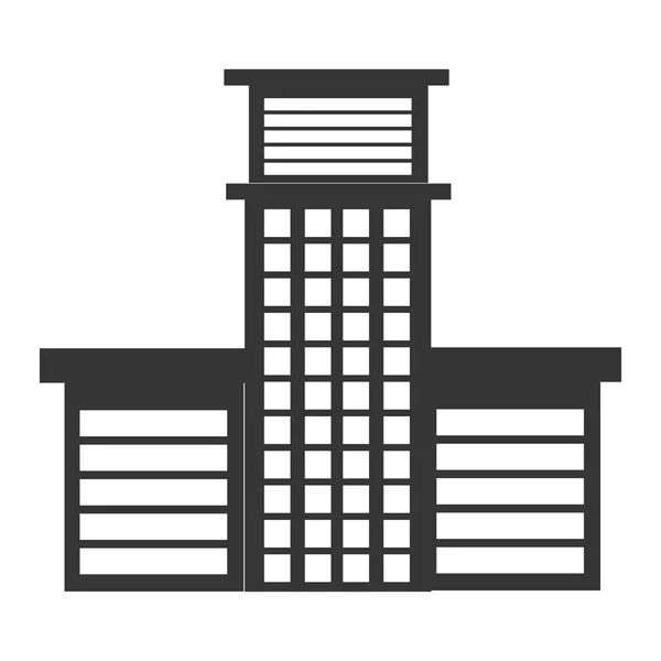 Edificio alto negro con ventanas blancas, gráfico vectorial — Vector de stock