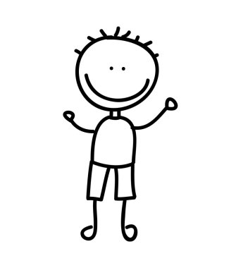 Çocuk karakter çizim izole simgesi tasarım