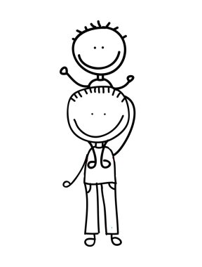 izole baba oğluyla çizim simgesi tasarım