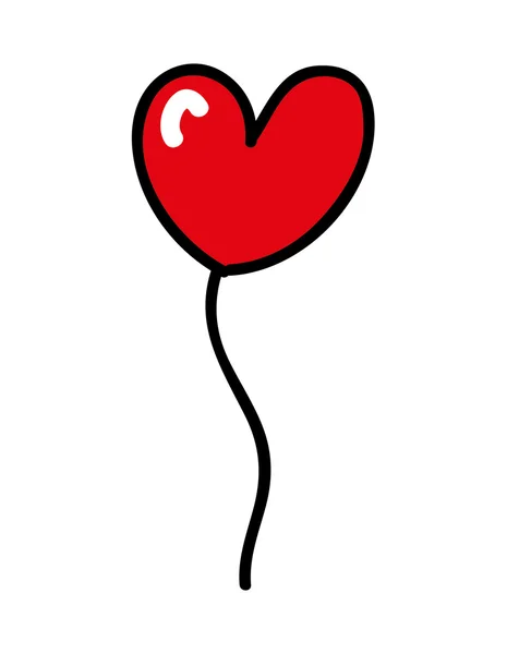 Balão de ar em forma de coração design ícone isolado — Vetor de Stock