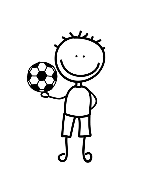 Menino com desenho de futebol balão ícone isolado design —  Vetores de Stock