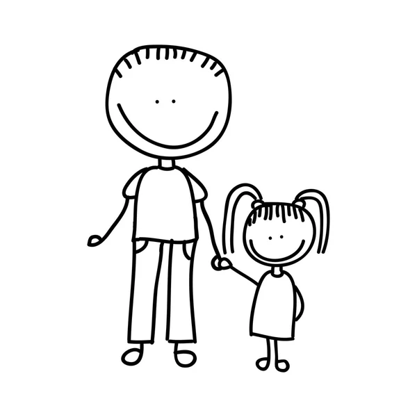Father with daughter drawing isolated icon design — Stock Vector
