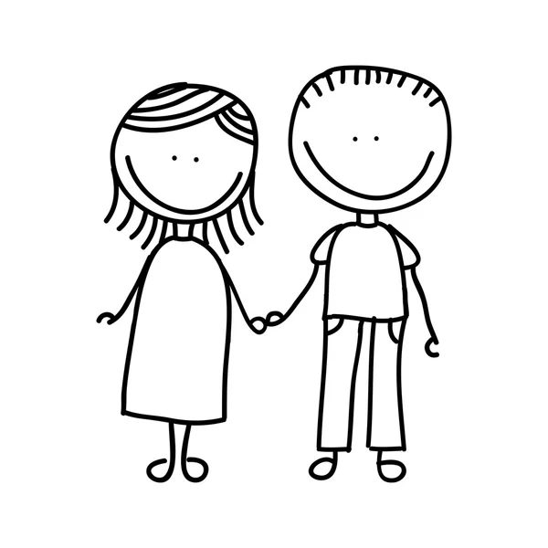 父亲和母亲绘制孤立的图标设计 — 图库矢量图片