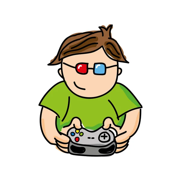 Gamer playin video game isolated icon design — Stock Vector