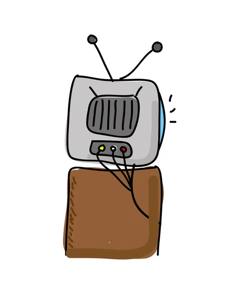 Stary telewizor rysunku ikona na białym tle projekt — Wektor stockowy
