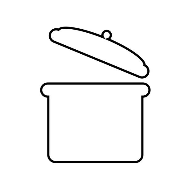 Silueta de olla de cocina diseño icono aislado — Vector de stock