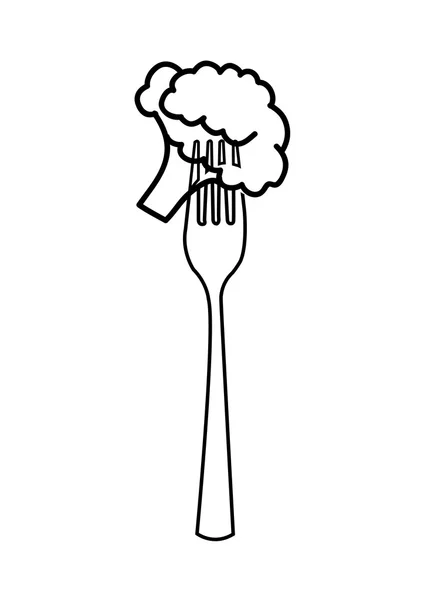 Fork with broccoli   isolated icon design — Stock Vector