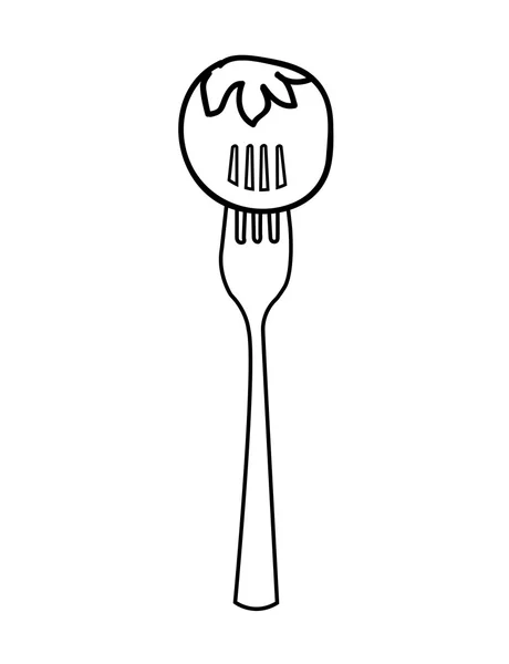 Fourchette avec conception icône isolée tomate — Image vectorielle