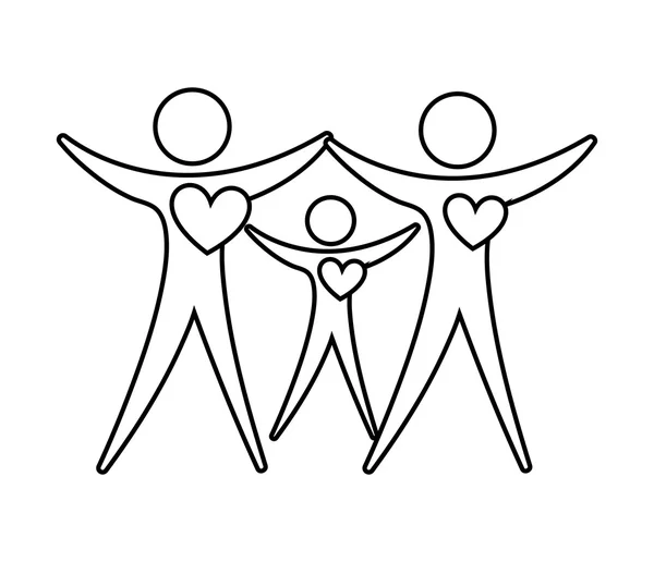 Desain ikon jantung keluarga yang sehat terisolasi - Stok Vektor