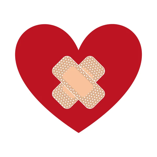 Hjärta med bandage isolerade ikon design — Stock vektor