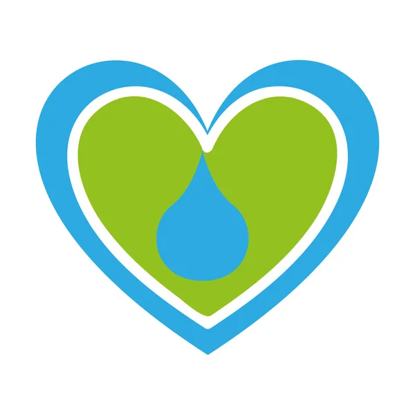 Coeur avec goutte d'eau icône isolée design — Image vectorielle