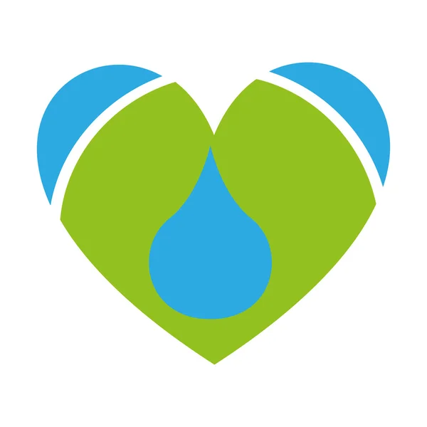 Srdce s vodou pokles izolované ikony designu — Stockový vektor