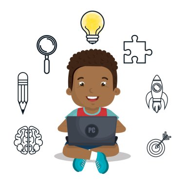 çevrimiçi eğitim çocuk izole simgesi