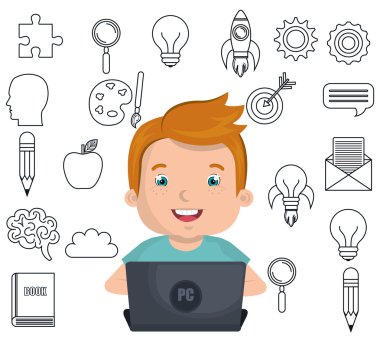 çevrimiçi eğitim çocuk izole simgesi