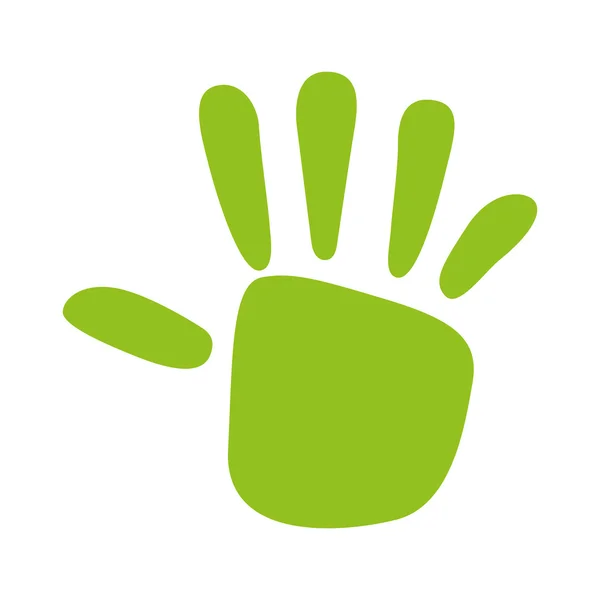 Verde mano impresión icono aislado diseño — Vector de stock