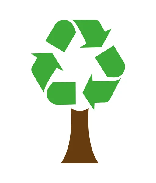 Ecological tree with recycle symbol isolated icon design — Stock Vector