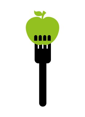 elma izole meyve simgesi tasarım çatalla