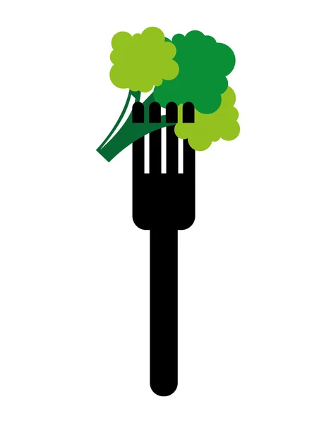 Tenedor con diseño de icono aislado de brócoli — Vector de stock