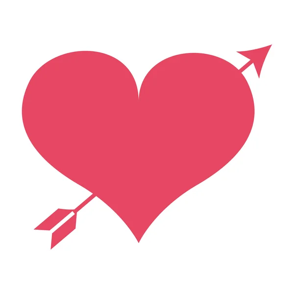 Coração romântico com seta design ícone isolado — Vetor de Stock