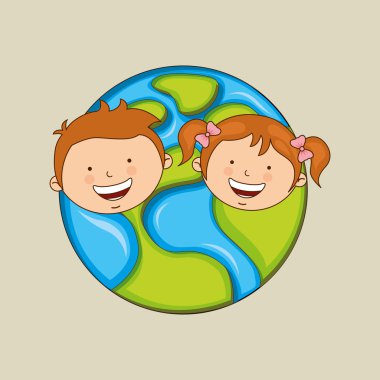 Dünya tasarım etrafında çocuklar