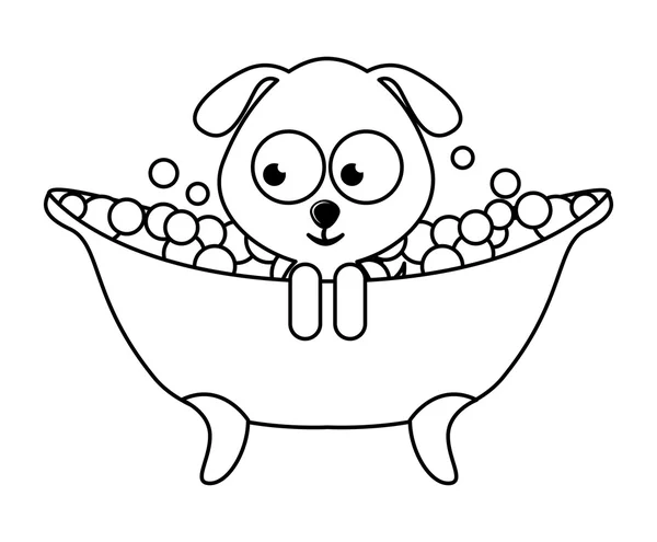 Sevimli köpek karakteri banyo — Stok Vektör